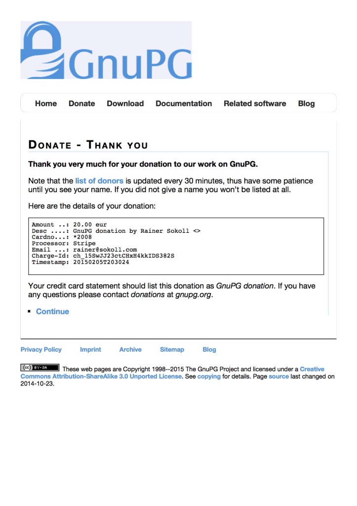 GnuPG - Donate - Thank you